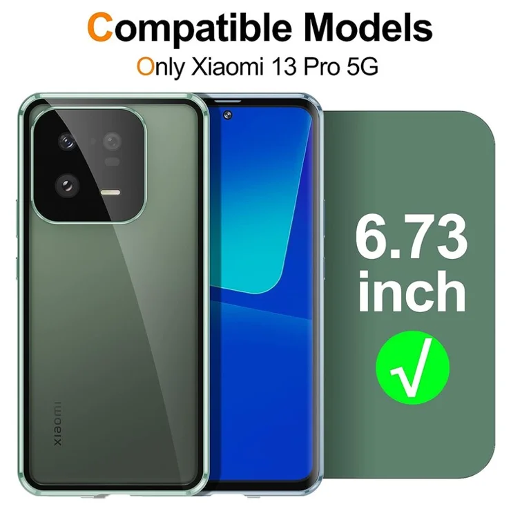 For Xiaomi 13 Pro Magnetic Adsorption Phone Case Double Sides Tempered Glass Metal Frame Anti-peep Phone Cover - Blue