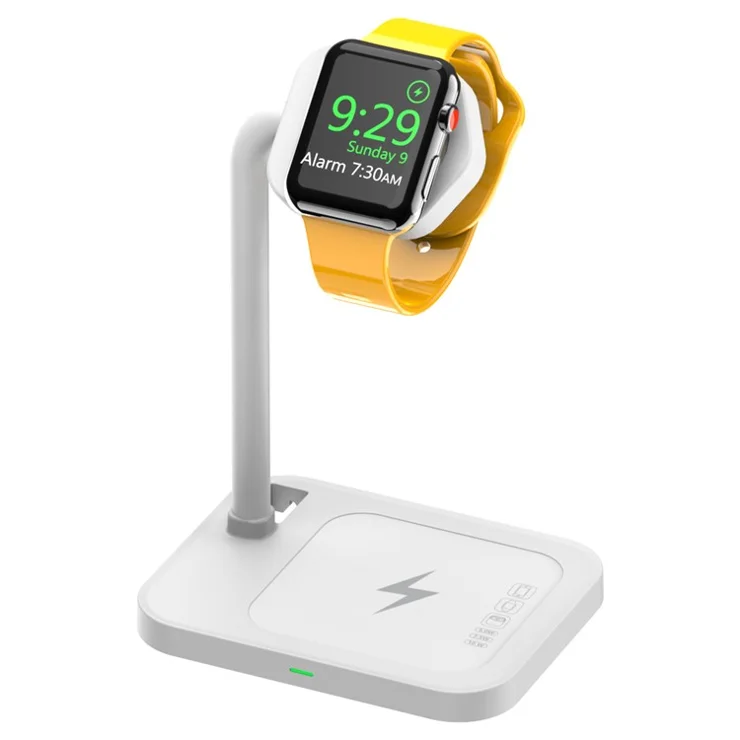 AJZJ01SW 2 in 1 Charging Stand Phone/Headset Wireless Charger + Watch Stand for Apple Devices - White