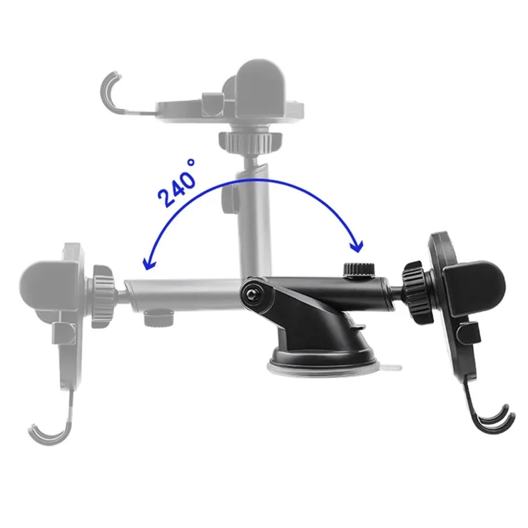 D-23 Universal Cars Dashboard Phone Holder Auto Clamping Car Phone Mount Support 360-degree Rotating - Black