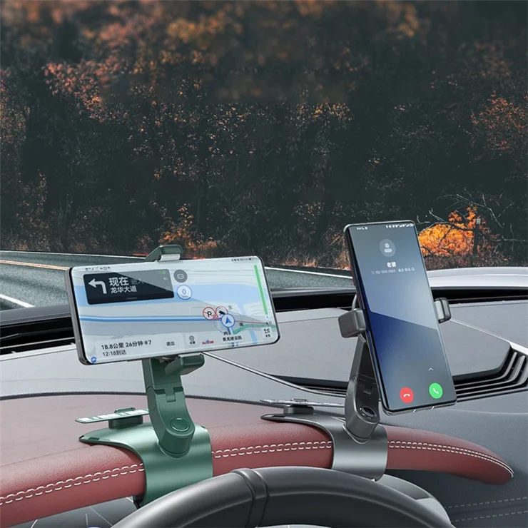 ZJ088 Car HUD Clip Mount Phone Holder Freely Rotatable Phone GPS Bracket Stand with Phone Number Parking Plate - Pink