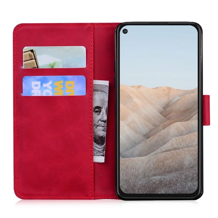 Flip Leather Phone Full Protection Case with Wallet Stand for Google Pixel 5a 5G - Red