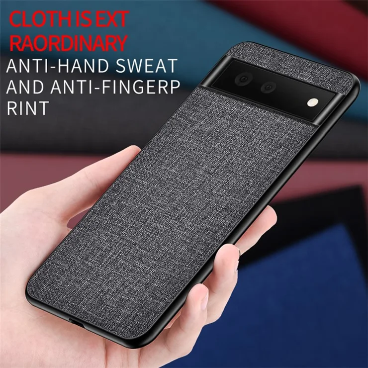 Cloth Coated TPU + PC Hybrid Phone Cover Anti-sweat Anti-fingerprint Case for Google Pixel 6 Pro - Black