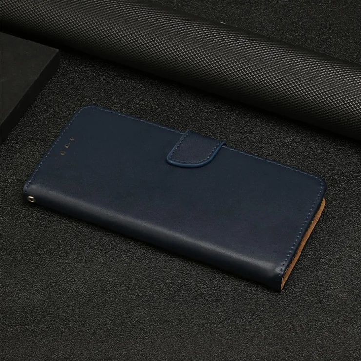 Nappa Texture Folio Flip Genuine Leather Phone Case Magnetic Closure Splash-proof Protection Stand Wallet Cover for Google Pixel 6 - Blue