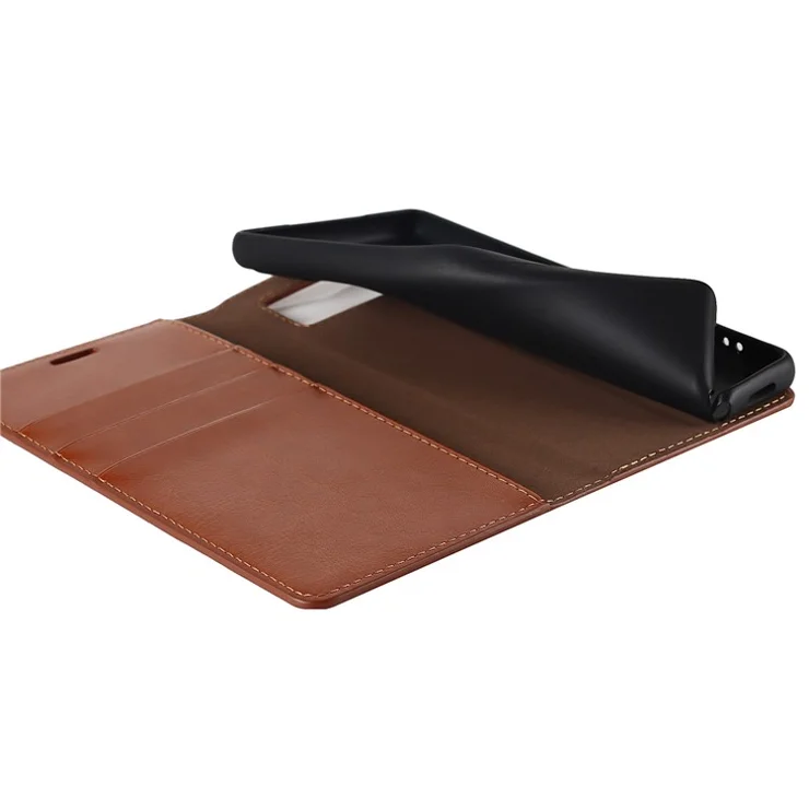 Genuine Leather Phone Case for Google Pixel 6a, Wallet Stand Crazy Horse Texture Shell - Brown