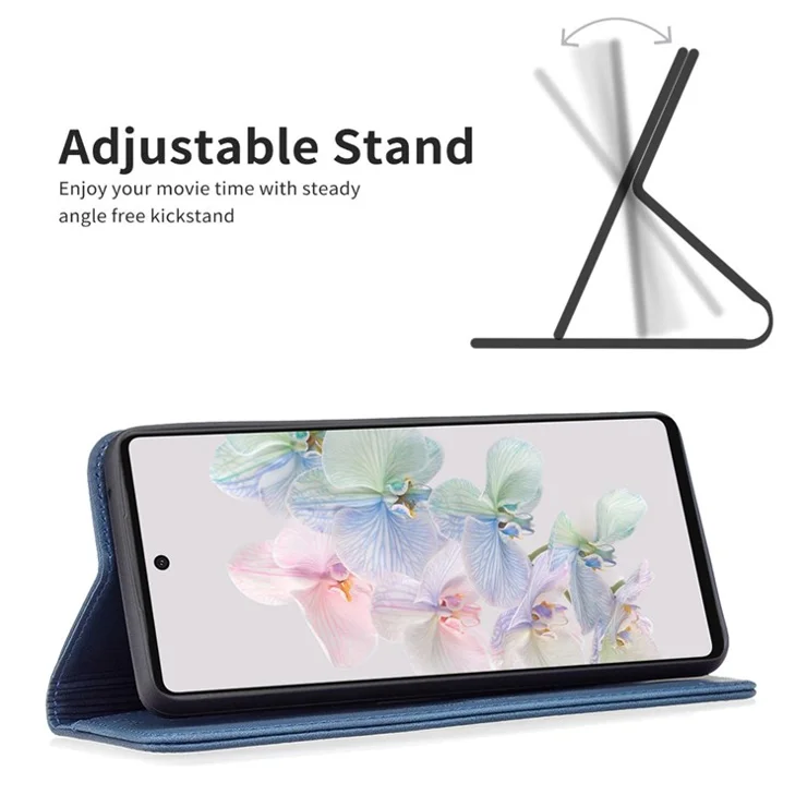 BINFEN COLOR For Google Pixel 7 Pro 5G Leather Case Mobile Cover Stand with RFID Blocking Card Holder - Blue