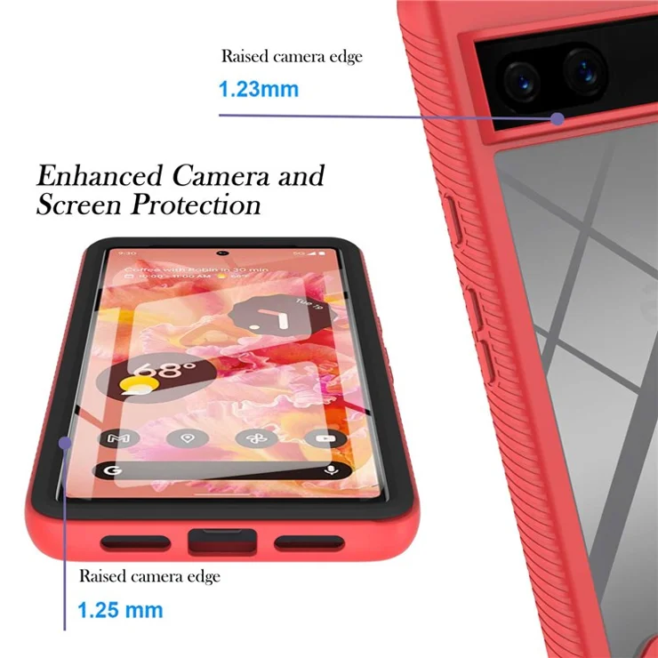 For Google Pixel 7 5G YB PC Series-6 Built-In PET Screen Film Phone Cover, Shockproof TPU+PC Detachable Shell - Red