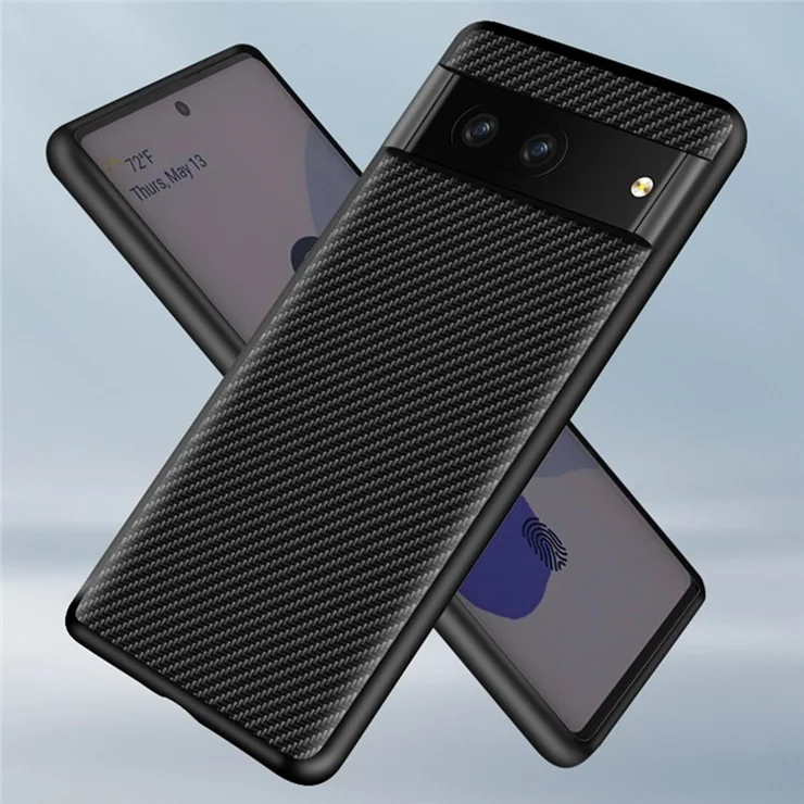 For Google Pixel 7 5G Carbon Fiber Texture Phone Case Hard PC Shock Absorbing Protective Cover - Gold