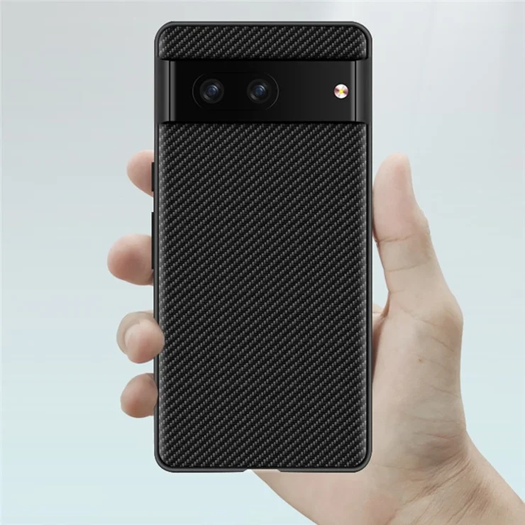 For Google Pixel 7 5G Carbon Fiber Texture Phone Case Hard PC Shock Absorbing Protective Cover - Gold