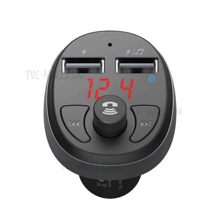 MCDODO CC-6880 Bluetooth-compatible FM Transmitter Car Charger Wireless Bluetooth-compatible FM Radio Adapter Music Player - Black