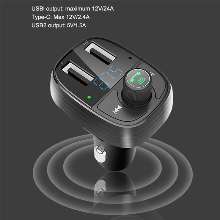 LOHEE S-10 Car Bluetooth-compatible Charger Adapter FM Transmitter Hands-Free Call Fast Charging Car Charger with Dual USB 3.4A Ports Support TF Card/U-disk/BT Music Player