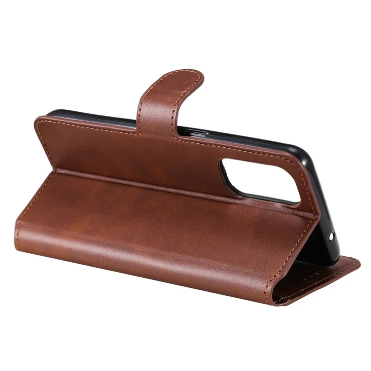 Full Protection Wallet Stand Flip Leather Phone Case for Oppo Reno5 K/Reno5 4G/Reno5 5G/Find X3 Lite - Brown