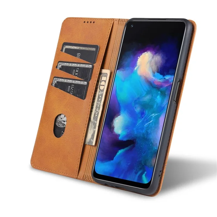 AZNS For Oppo A93 5G/A74 5G Phone Case PU Leather Phone Protector Magnetic Absorption Folding Stand Flip Cover with Wallet - Dark Blue