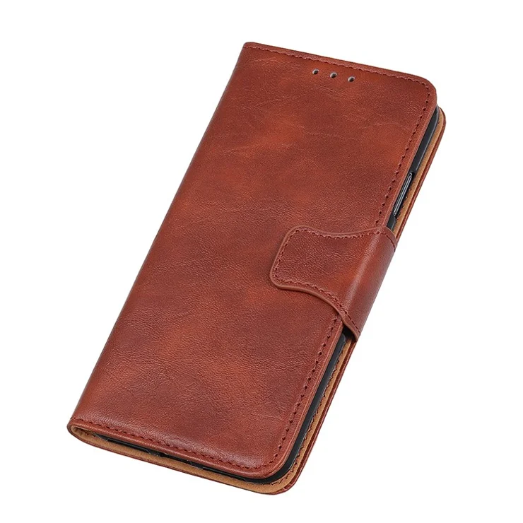 Crazy Horse Texture Stand Wallet Mobile Phone Leather Case for Oppo A54 5G/A74 5G/A93 5G - Brown