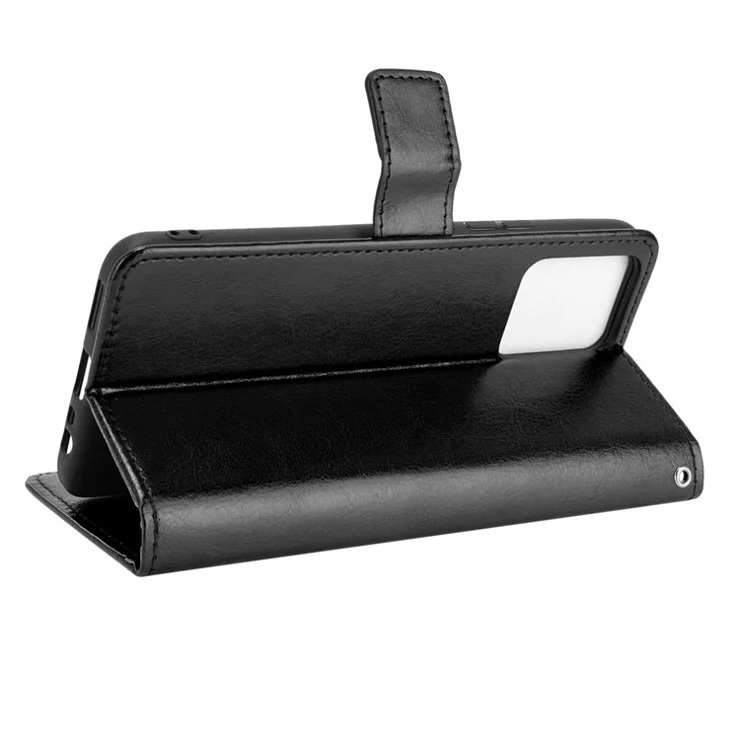 Crazy Horse Texture Wallet Stand Leather Phone Casing for Realme 8 4G/8 Pro 4G - Black