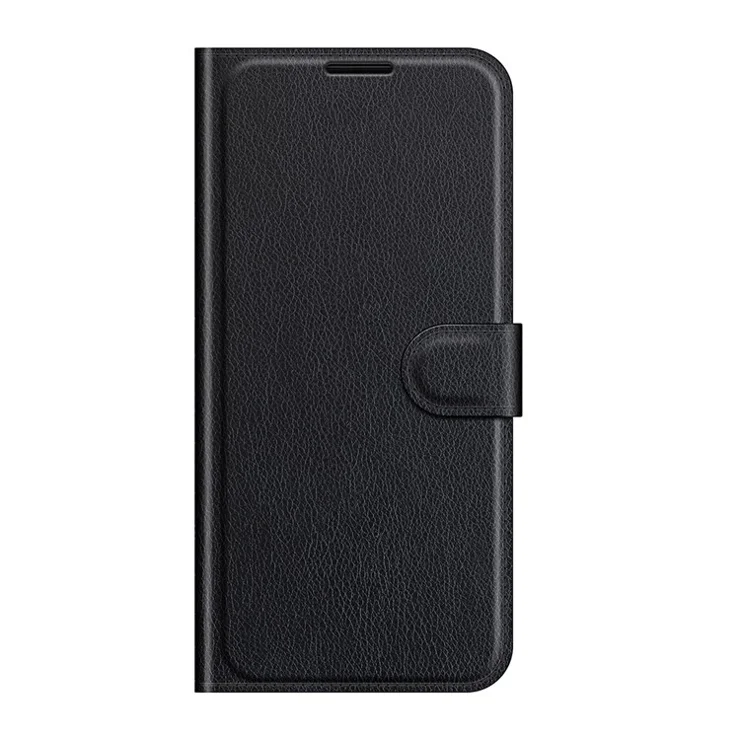 Leather Wallet Phone Case Litchi Texture Phone Cover with Stand for Realme 8 5G/V13 5G/Narzo 30 5G - Black