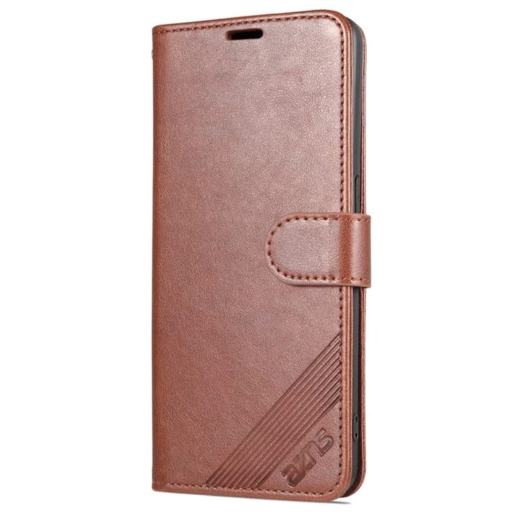 AZNS Wallet Design PU Leather Phone Shell for Oppo A96 (China)/Reno7 Z 5G/Reno7 Lite/Reno8 Lite 5G/F21 Pro 5G/OnePlus Nord N20 5G Full Coverage Protective Case with Stand - Brown