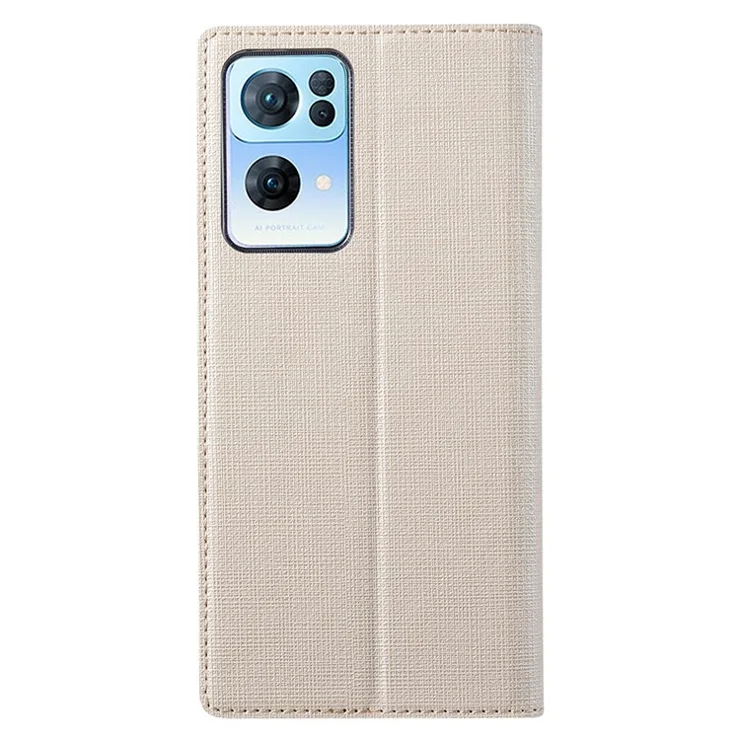 VILI DMX Series for Oppo Reno7 5G (Global)/Find X5 Lite PU Leather Magnetic Closure Stand Phone Case Card Holder Cover - Khaki