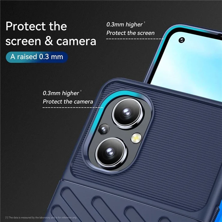 For Oppo F21 Pro 5G/Reno7 Z 5G/Reno7 Lite/A96 (China)/Reno8 Lite 5G/OnePlus Nord N20 5G Thunder Series Twill Texture Thickened TPU Case Mobile Phone Protective Cover - Blue