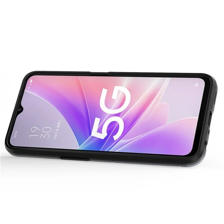 For Oppo A57 (2022) 5G / A77 5G / OnePlus Nord N300 5G Ring Kickstand Rugged Phone Cover Wear-resistant Hard PC Soft TPU Frame Protective Case - Blue