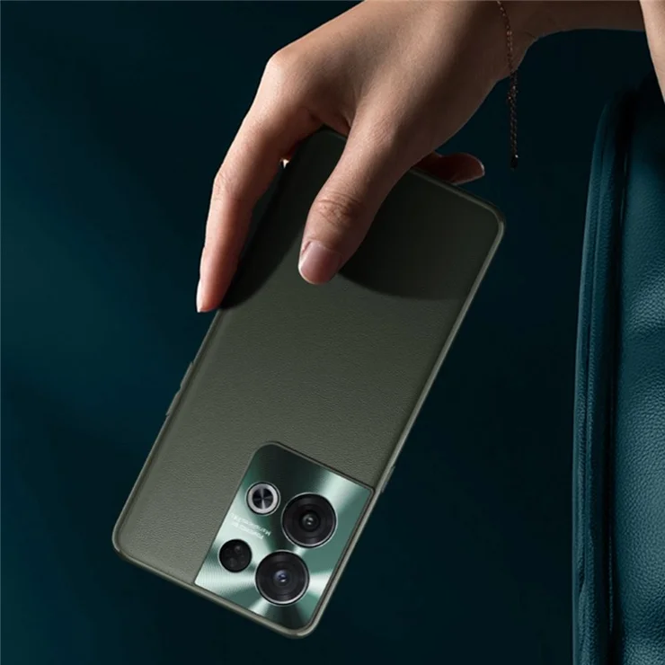 For Oppo Reno8 Pro+ 5G / Reno8 Pro 5G (Global Version) Textured PU Leather Anti Drop Coating Case Soft TPU+Hard PC Hybrid Shell with Metal Camera Lens Cover - Blue