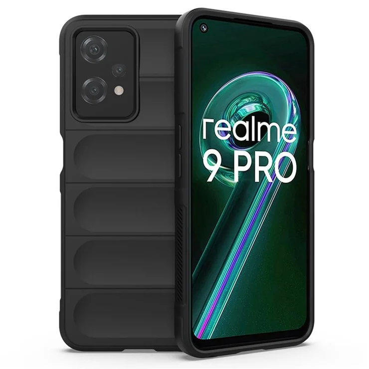 Soft TPU Case for Realme 9 Pro 5G / 9 5G Rugged Back Cover Anti-drop Phone Protector - Black