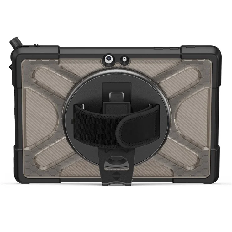 For Microsoft Surface Go 4 / Go 3 / Go 2 / Go 1 Tablet Protective Case Kickstand Hand Strap Hard PC + TPU Hybrid Cover - Brown