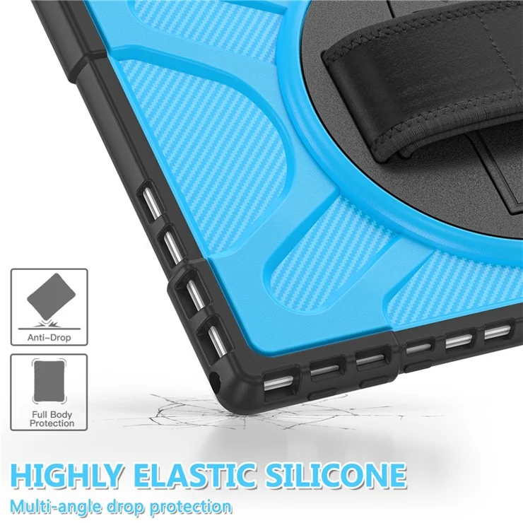 For Microsoft Surface Pro 4/5/6/7/7+ Kickstand Tablet Case Hybrid 2-in-1 Hard PC + TPU Dual Layer Shockproof Cover with Hand Strap - Blue