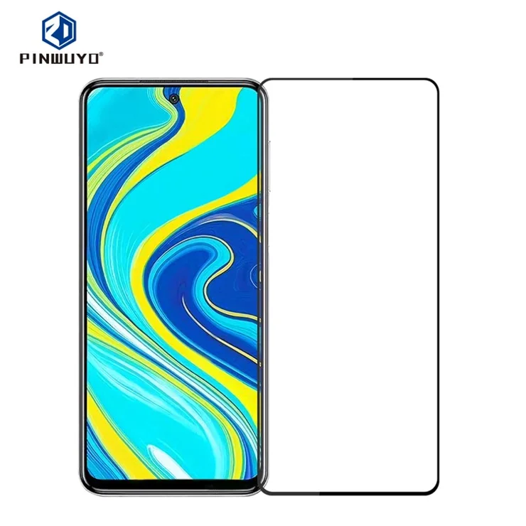 PINWUYO for Xiaomi Redmi Note 9 Pro Full Anti-explosion Tempered Glass Screen Film - Black