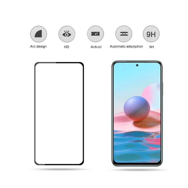 MOCOLO HD Transparency Clear Full Glue Full Coverage Silk Printing Tempered Glass Screen Protector Film for Xiaomi Redmi 10 4G (2021)/10 Prime/10 2022 4G/Note 11 4G (MediaTek) - Black