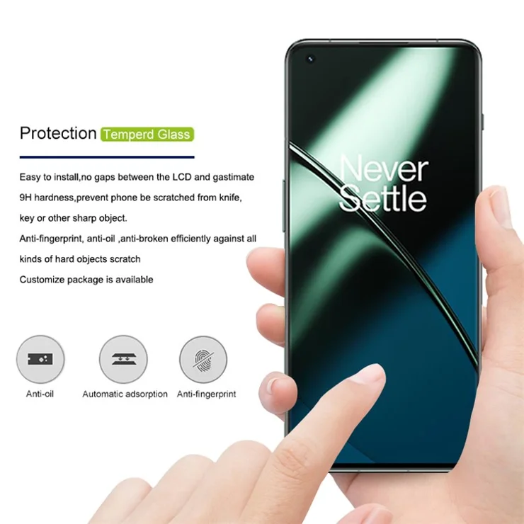MOCOLO For OnePlus 11 5G / 9 Pro / 10 Pro / Oppo Find X3 Pro / Find X5 Pro Anti-explosion Screen Protector Full Glue 3D Curved Tempered Glass Film - Black
