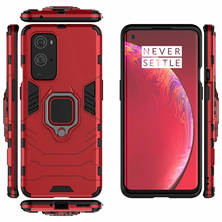 For OnePlus 9 Pro 2 in 1 Cool Guard PC + TPU Hybrid Mobile Case with Kickstand - Red
