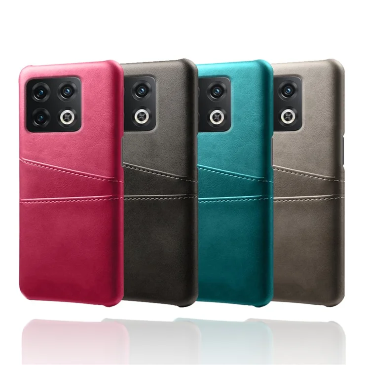 For OnePlus 10 Pro 5G PU Leather Coated Hard PC Double Protection Cover Anti-scratch Card Holder Design Cell Phone Case - Orange
