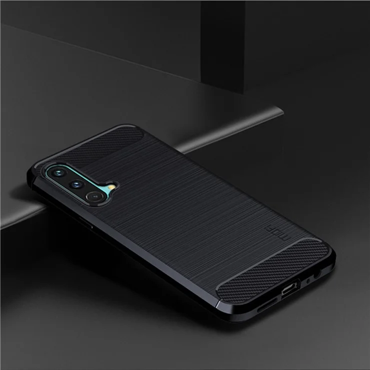 MOFI for OnePlus Nord CE 5G Shockproof Carbon Fiber Texture Brushed Surface Light Slim TPU Cell Phone Case - Blue
