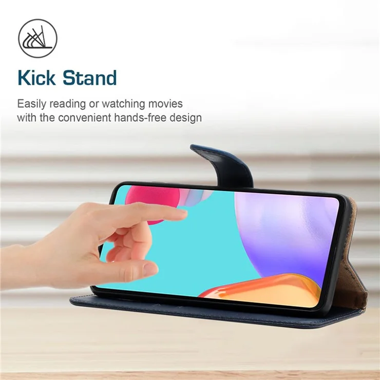 For OnePlus Nord CE 2 Lite 5G / Realme 9 Pro 5G / 9 5G / V25 Protective Nappa Texture Wallet Case Genuine Leather Anti-fall Phone Shell with Stand - Blue