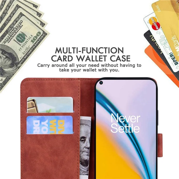 For OnePlus Nord CE 2 Lite 5G Butterfly Pattern Printing Phone Case Skin-touch PU Leather Flip Stand Magnetic Book Wallet Cover - Brown