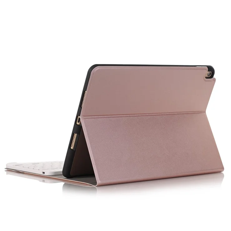 2 in 1 Bluetooth-compatible Keyboard Leather Case for iPad 10.2 (2021)/(2020)/(2019)/Air 10.5 inch (2019)/Pro 10.5-inch (2017) (A102B) - Rose Gold