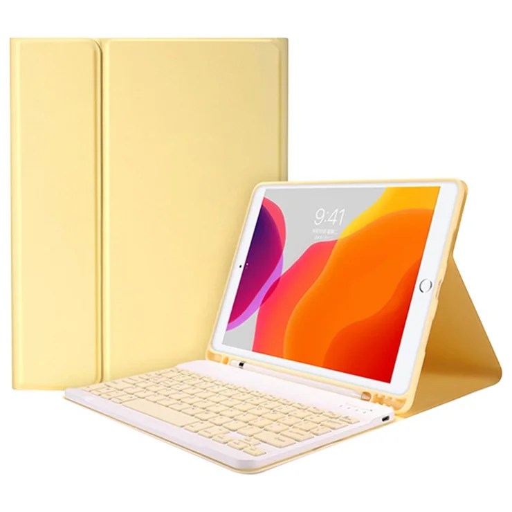 Bluetooth-compatible Keyboard Bright Color Leather Case for iPad 9.7-inch (2018) / (2017) / Pad Air (2013) / Air 2 / Pro 9.7 inch (2016) - Yellow