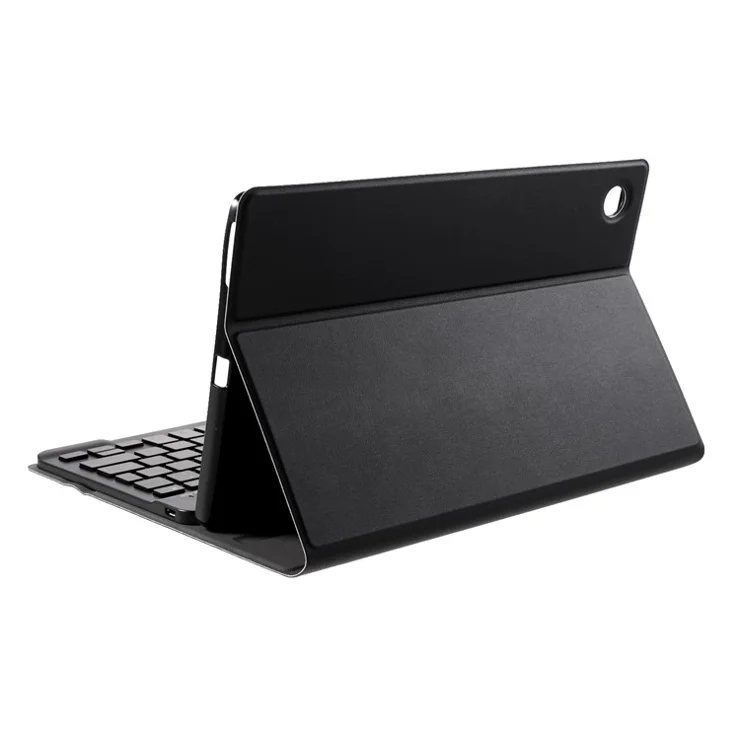 Bluetooth-compatible Backlight Keyboard Leather Stand Case for Lenovo Tab M10 Plus - Black