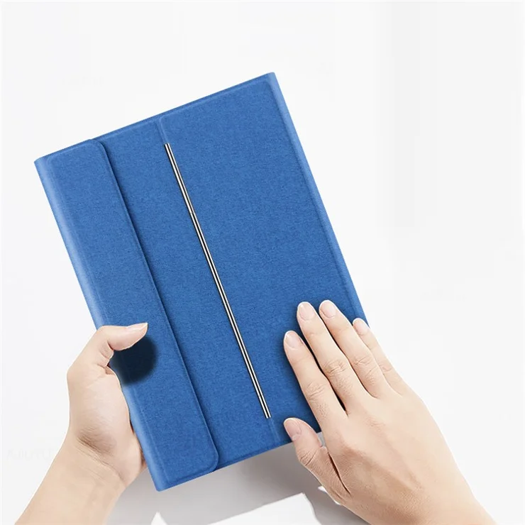JIUYU for iPad mini 4 / mini (2019) 7.9 inch Detachable Bluetooth-compatible Keyboard with Hinge Stand Leather Case - Blue