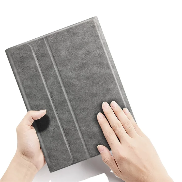 JIUYU Detachable Bluetooth-compatible Keyboard Protector Adjustable Stand Leather Case Cover for iPad Pro 12.9 (2022) / (2021) / (2020) - Grey