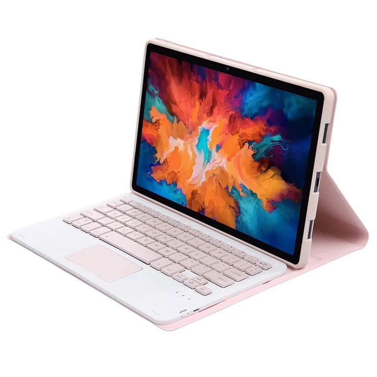 Bluetooth-compatible Keyboard Leather Case with Touchpad For Lenovo Pad Plus J607F / Tab P11 J606F / Tab P11 5G AM12A - Pink