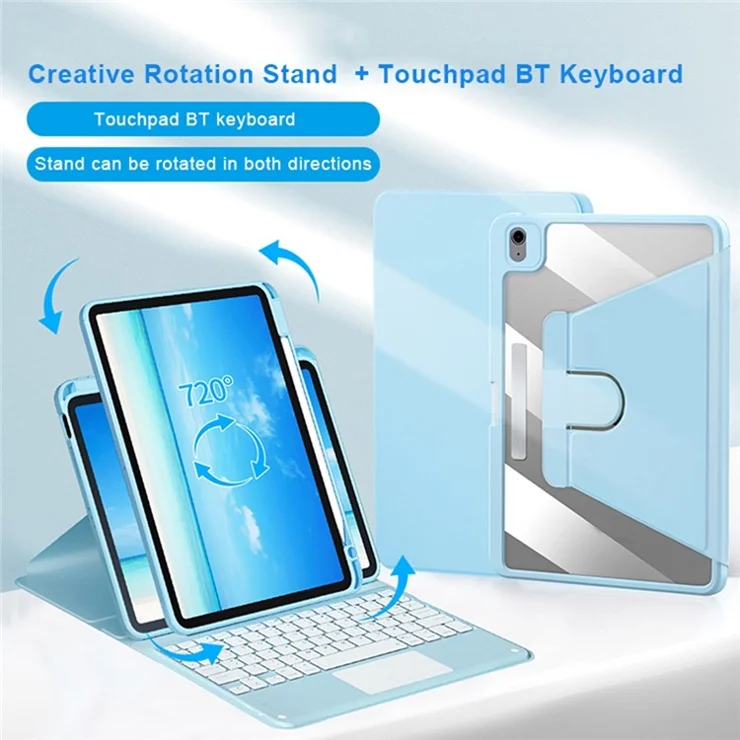 For iPad Air 11 (2025) / (2024) / Air (2020) / (2022) / Pro 11 (2018) / (2020) / (2021) X7 Bluetooth-Compatible Keyboard Leather Case - Sky Blue
