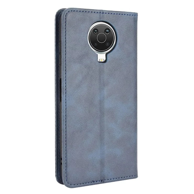 Vintage Style Phone Case Wallet Stand Magnetic Closure Leather Cover for Nokia G10/G20/6.3 - Blue