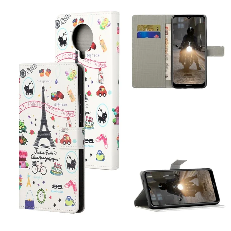 Full Protection Pattern Printing Wallet Design Leather Stand Protective Case for Nokia G10/G20 - Iron Tower