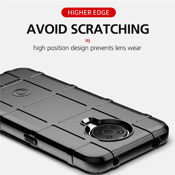 For Nokia G10 / G20 Shock-proof Rugged Square Grid TPU Back Case Protector - Green