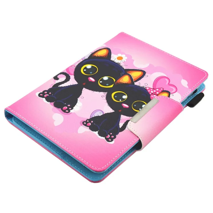 Patterned 10-inch Tablet Universal PU Leather Wallet Case for iPad 9.7 (2018) / Lenovo Tab 4 10 Plus etc - Two Adorable Cat