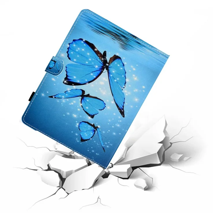 Patterned Universal 7-inch Tablet PU Leather Magnetic Flip Case for Huawei MediaPad T2 7.0 / Galaxy Tab 3 7.0 etc - Blue Butterfly