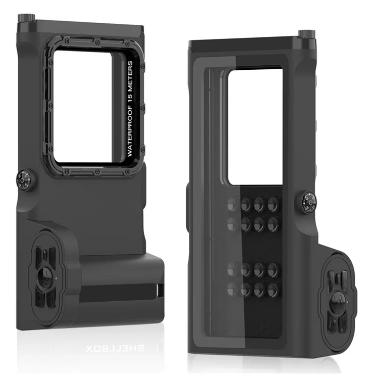 Bluetooth-compatible Connection Diving Case for 4.7-6.9 inch Phone, IP68 15m / 50ft Snorkeling Underwater Swimming Surfing Control Camera Zoom Video Convert Waterproof Housings Cover - Black