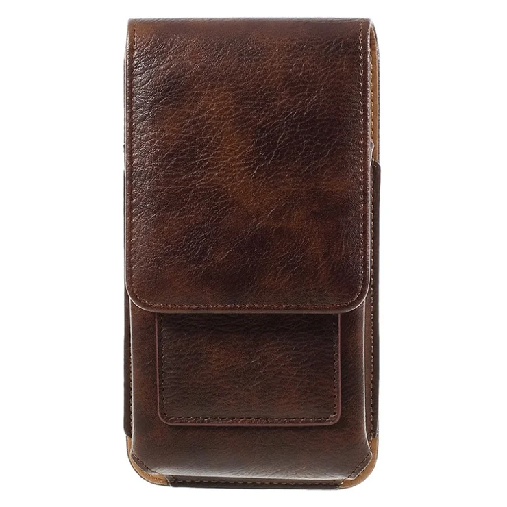 Universal Belt Clip Leather Holster Pouch for Huawei Mate 8/Galaxy A9/A8 - Brown