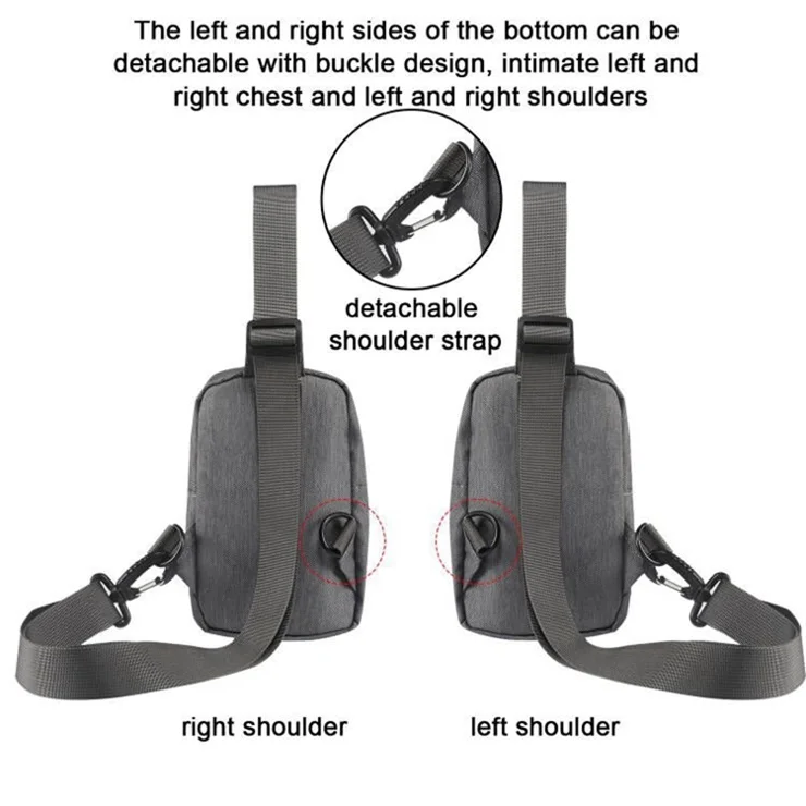 6.5'' / 6.9'' / 7.2'' Chest Shoulder Bag Phone Bag Water Resistant Nylon Casual Shoulder Backpack Sling Travel Bag - Dark Grey